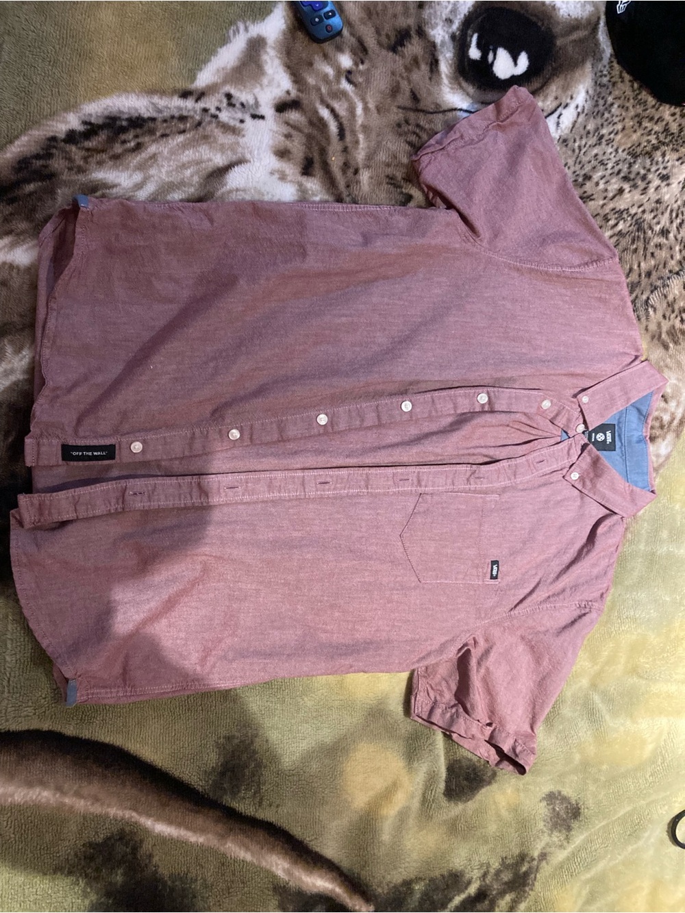 Vans Men's Short-Sleeve Button-Down Shirt in Dusty Rose